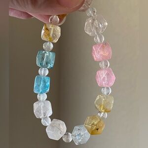 Multicolor Topaz Hexagon Shaped Beaded Bracelet
